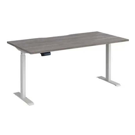 Elev8 Contract Straight Sit-Stand Desk - 1600 - White - Grey Oak